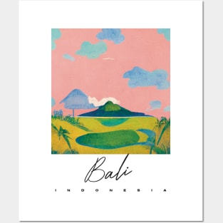 Bali Morning Travel Poster Retro Wall Art Illustration Posters and Art